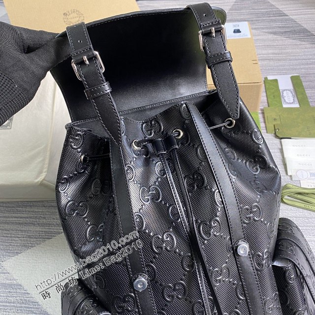 Gucci新款包包 古馳2021最新款男士雙肩背包 Gucci黑色壓花牛皮後背包 625770  ydg3034